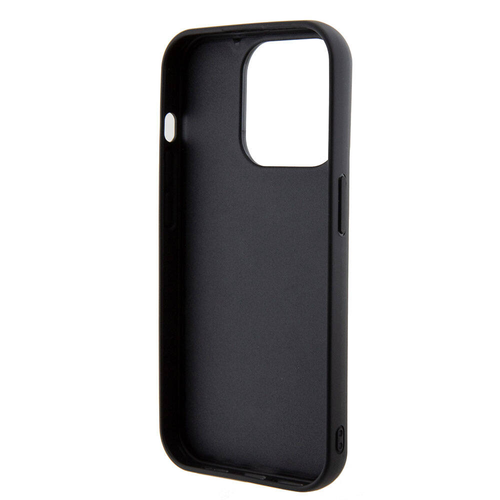Apple iPhone 15 Pro Case Guess Original Licensed PU Leather Quilted Cover with Metal Lettering Logo Black