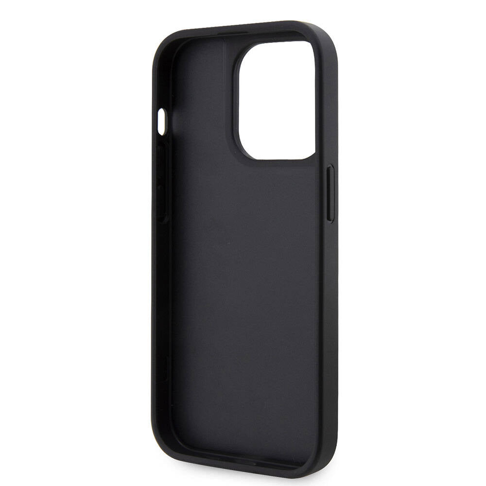 Apple iPhone 15 Pro Case Guess Original Licensed Stone Back Surface Triangle Logo Cover Black