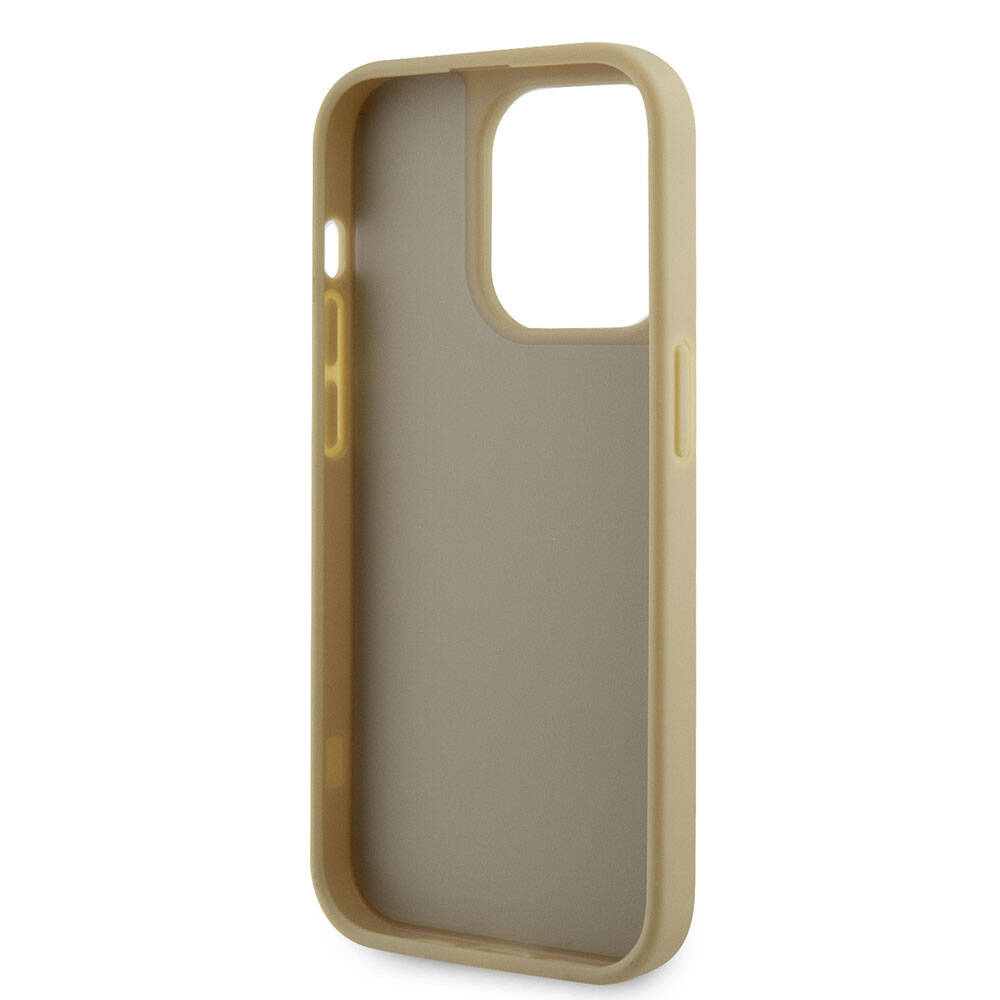 Apple iPhone 15 Pro Case Guess Original Licensed Stone Back Surface Triangle Logo Cover Silver
