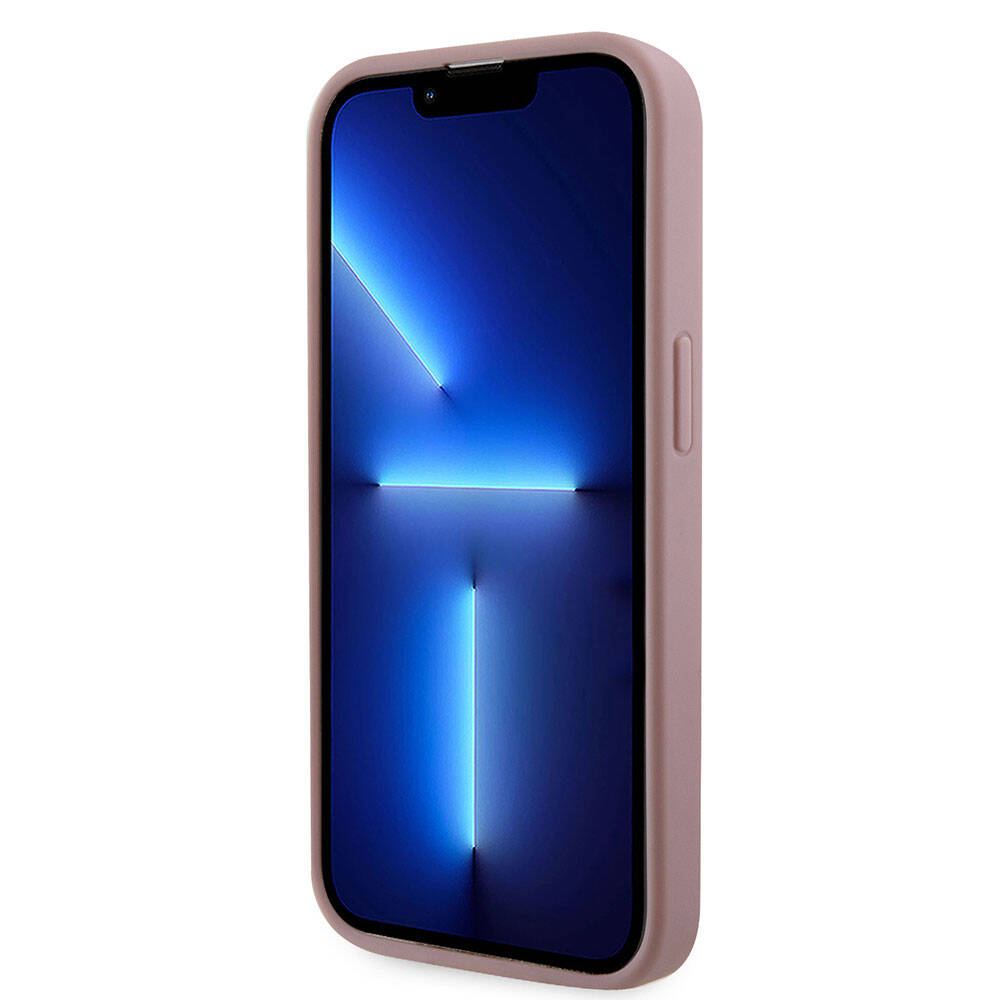 Apple iPhone 15 Pro Case Guess Original Licensed Stone Back Surface Triangle Logo Cover Silver