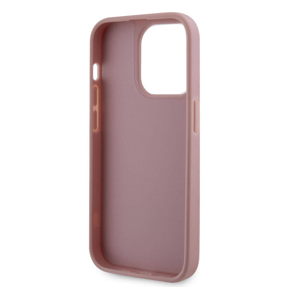Apple iPhone 15 Pro Case Guess Original Licensed Stone Back Surface Triangle Logo Cover Silver