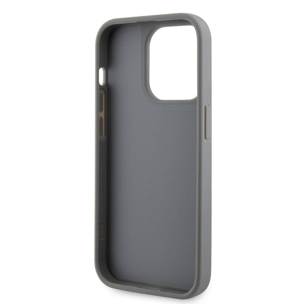 Apple iPhone 15 Pro Case Guess Original Licensed Stone Back Surface Triangle Logo Cover Silver