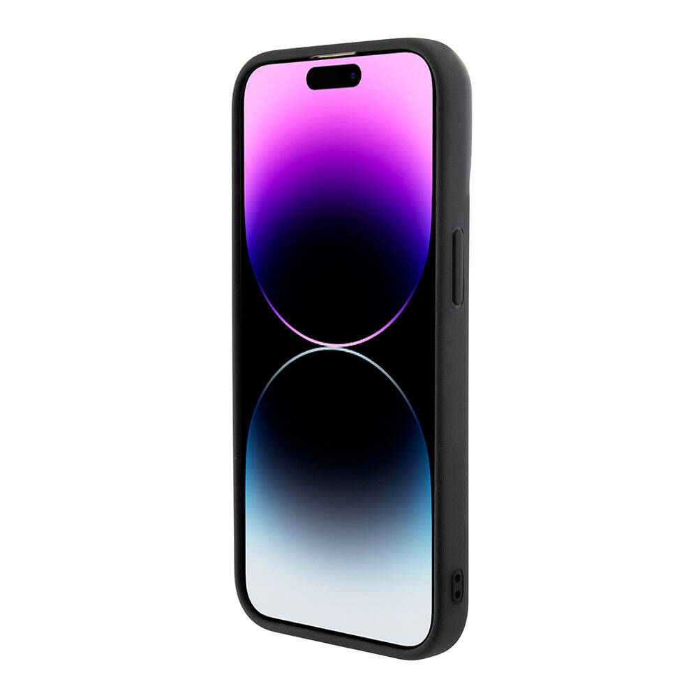 Apple iPhone 15 Pro Case Guess Original Licensed Disco Script Metal Cover with Logo Black
