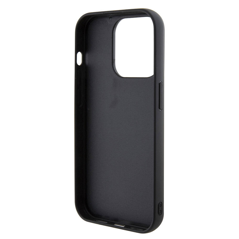 Apple iPhone 15 Pro Case Guess Original Licensed Disco Script Metal Cover with Logo Black