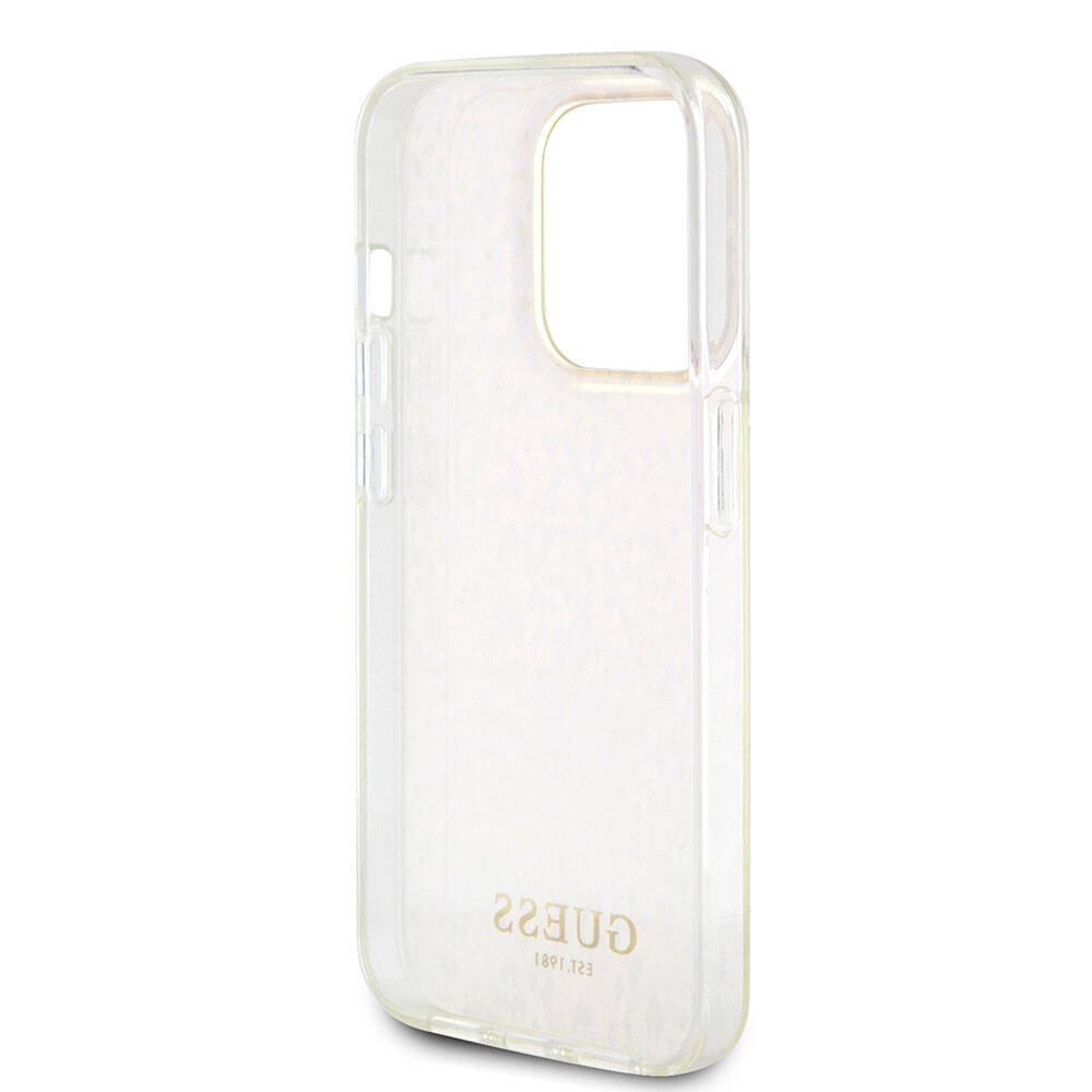 Apple iPhone 15 Pro Case Guess Original Licensed Mirror Disco Cover Gold with Text Logo