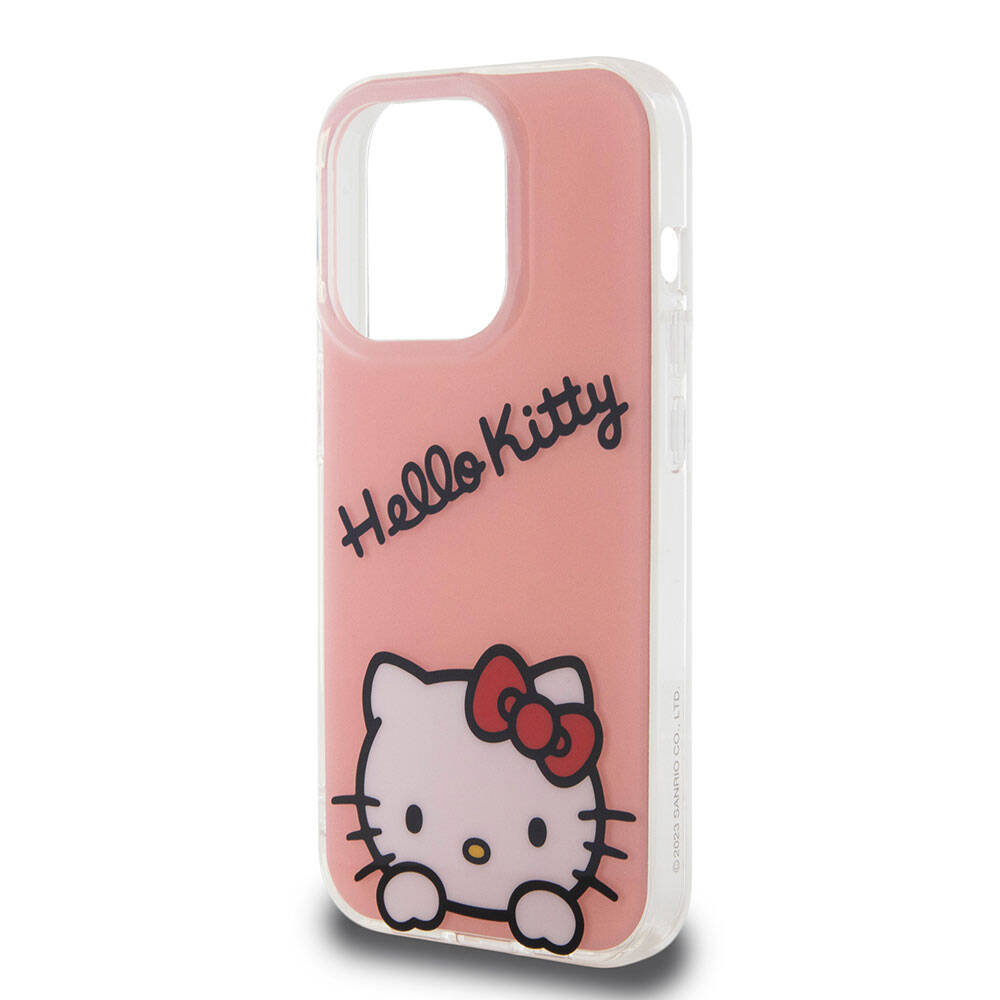 Apple iPhone 15 Pro Case Hello Kitty Original Licensed Strap Text and Iconic Logo Daydreaming Cover White