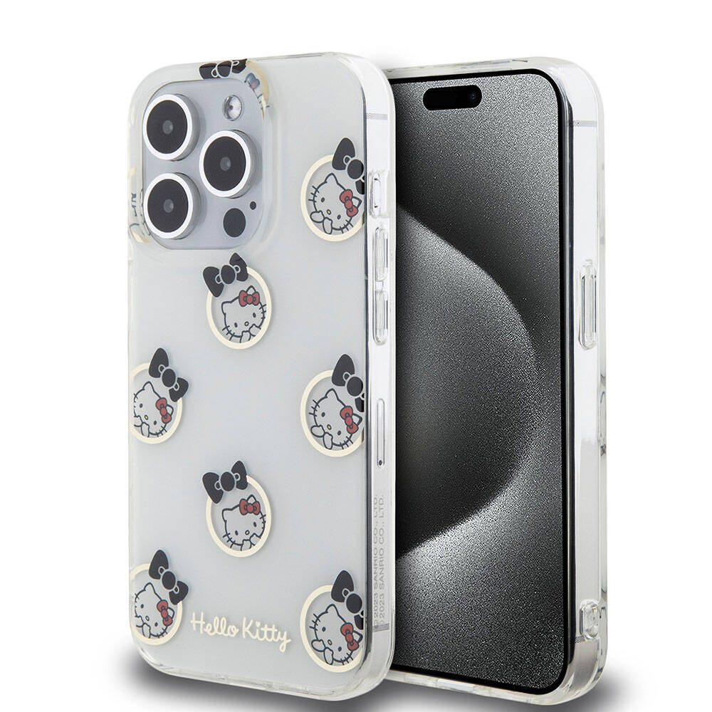 Apple iPhone 15 Pro Case Hello Kitty Original Licensed Electroplating Cover Bubble Printed White