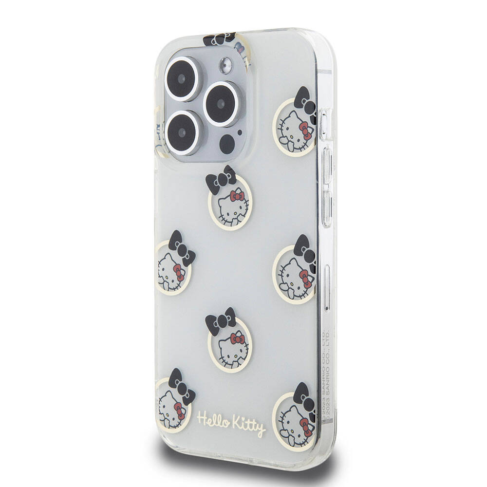 Apple iPhone 15 Pro Case Hello Kitty Original Licensed Electroplating Cover Bubble Printed Black