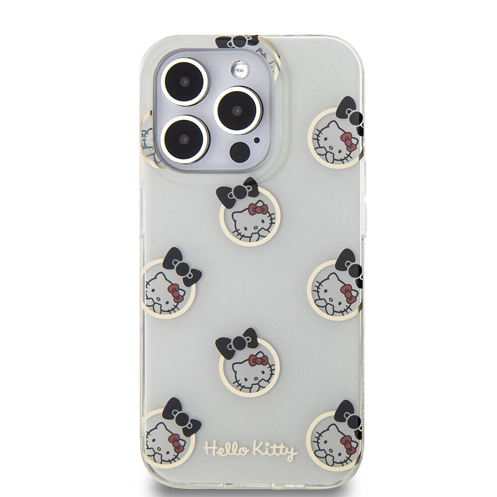 Apple iPhone 15 Pro Case Hello Kitty Original Licensed Electroplating Cover Bubble Printed White