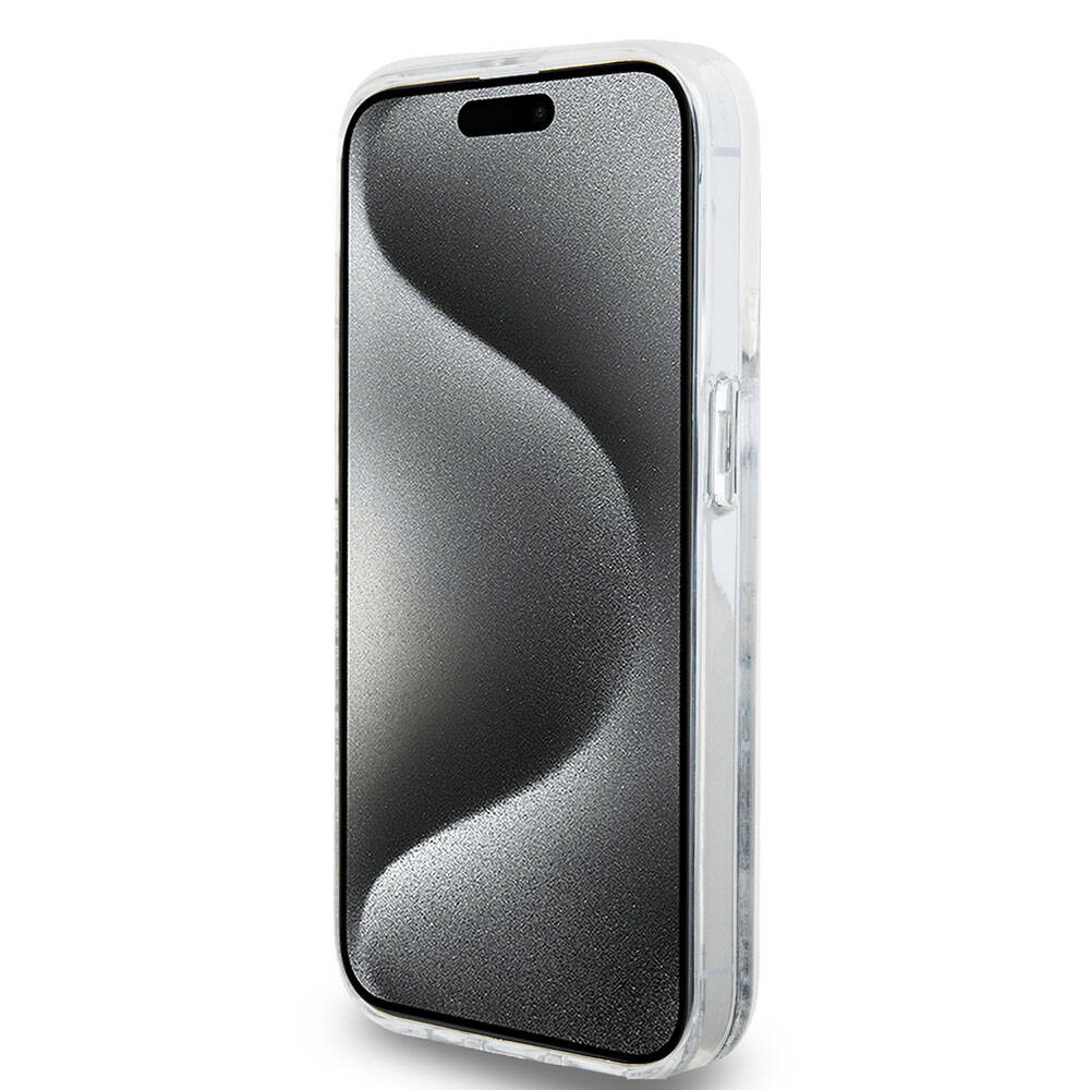 Apple iPhone 15 Pro Kılıf Hello Kitty Orjinal Lisanslı İkonik Sıvılı Glitter Kapak Renksiz