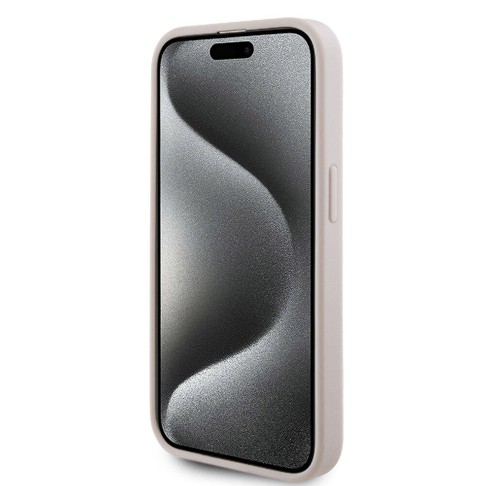Apple iPhone 15 Pro Case Hello Kitty Original Licensed M-safe Charging Feature Printed Logo Sleeping Kitty Leather Cover Silver