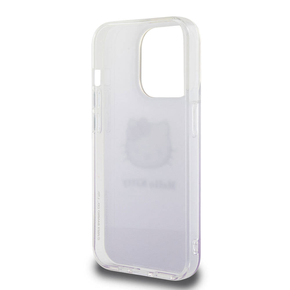 Apple iPhone 15 Pro Case Hello Kitty Original Licensed Text and Iconic Logo Electroplating Coating Gradient Cover Purple