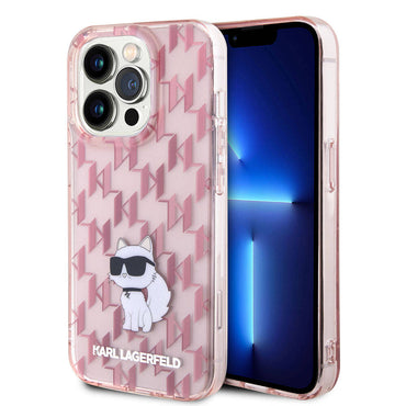 Apple iPhone 15 Pro Kılıf Karl Lagerfeld IML C Monogram Orjinal Lisanslı Kapak Pembe