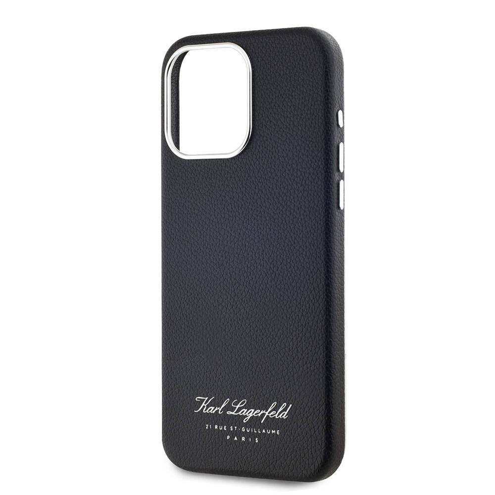 Apple iPhone 15 Pro Case Karl Lagerfeld Original Licensed KL Written Hotel Cover Gray