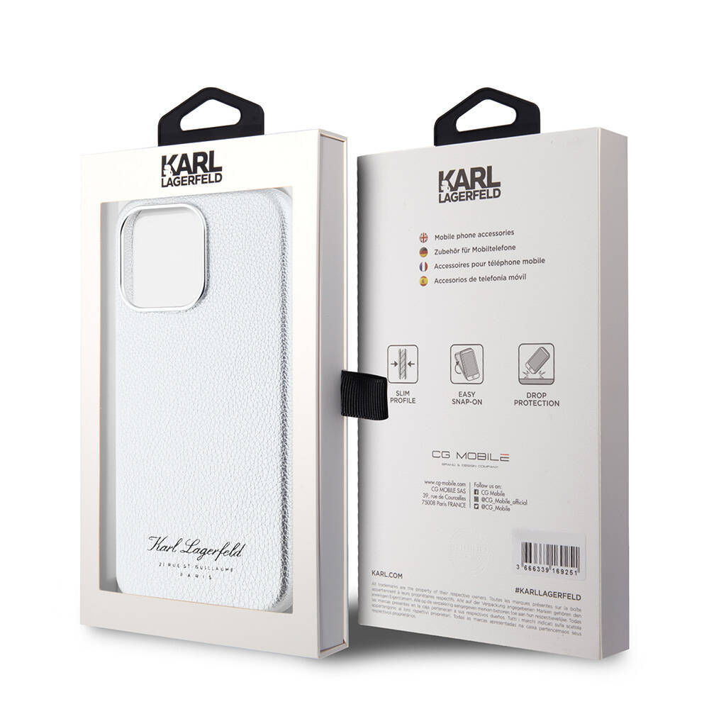 Apple iPhone 15 Pro Case Karl Lagerfeld Original Licensed KL Written Hotel Cover Black