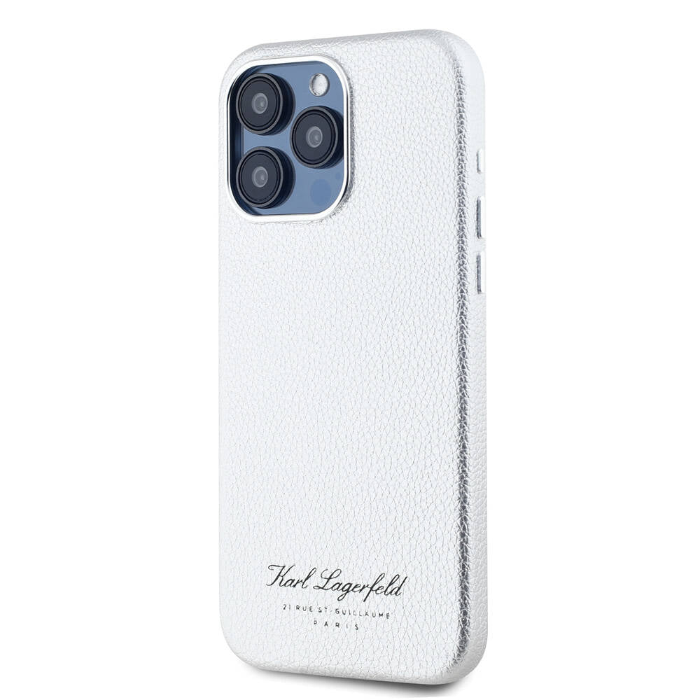 Apple iPhone 15 Pro Case Karl Lagerfeld Original Licensed KL Written Hotel Cover Gray
