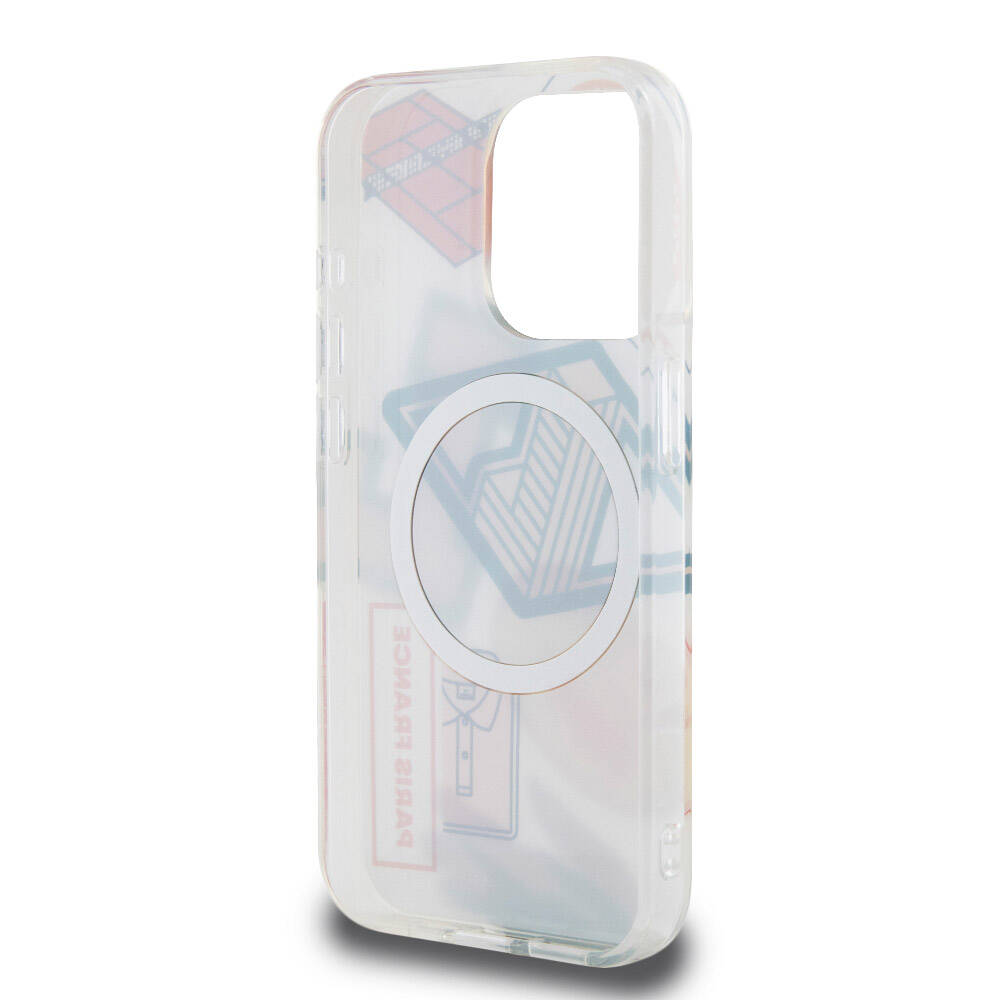 Apple iPhone 15 Pro Case Lacoste Original Licensed M-safe Charging Feature Double Layer Patches Patterned Cover Orange