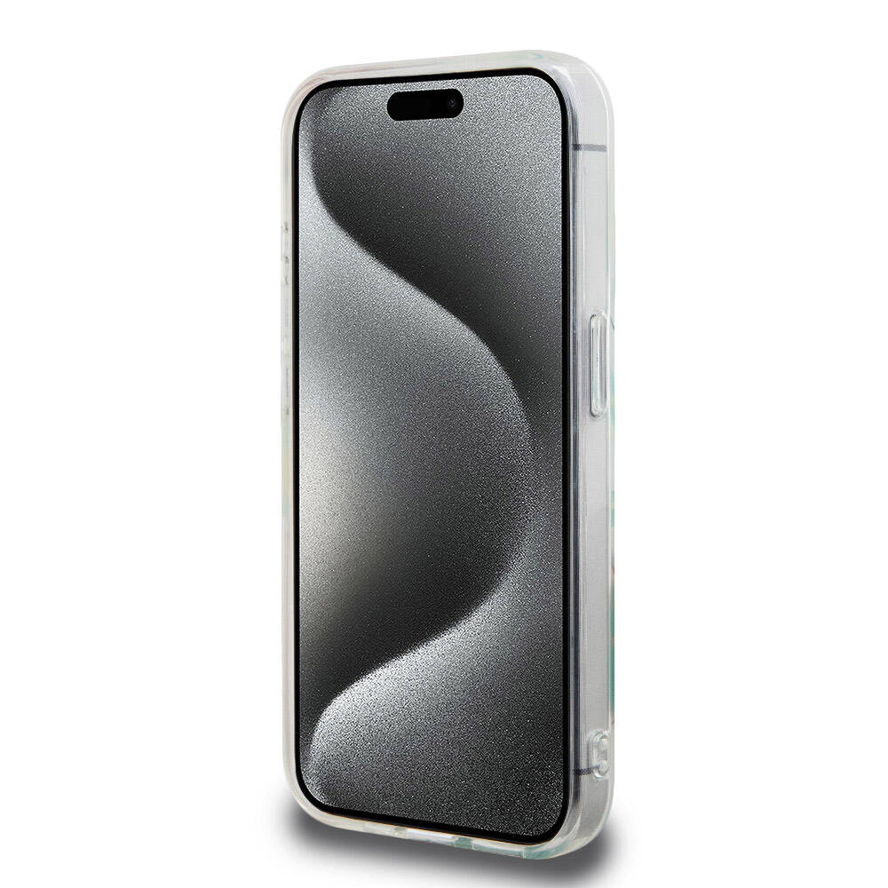 Apple iPhone 15 Pro Case Lacoste Original Licensed M-Safe Charging Feature Double Layer Patches Patterned Cover Blue