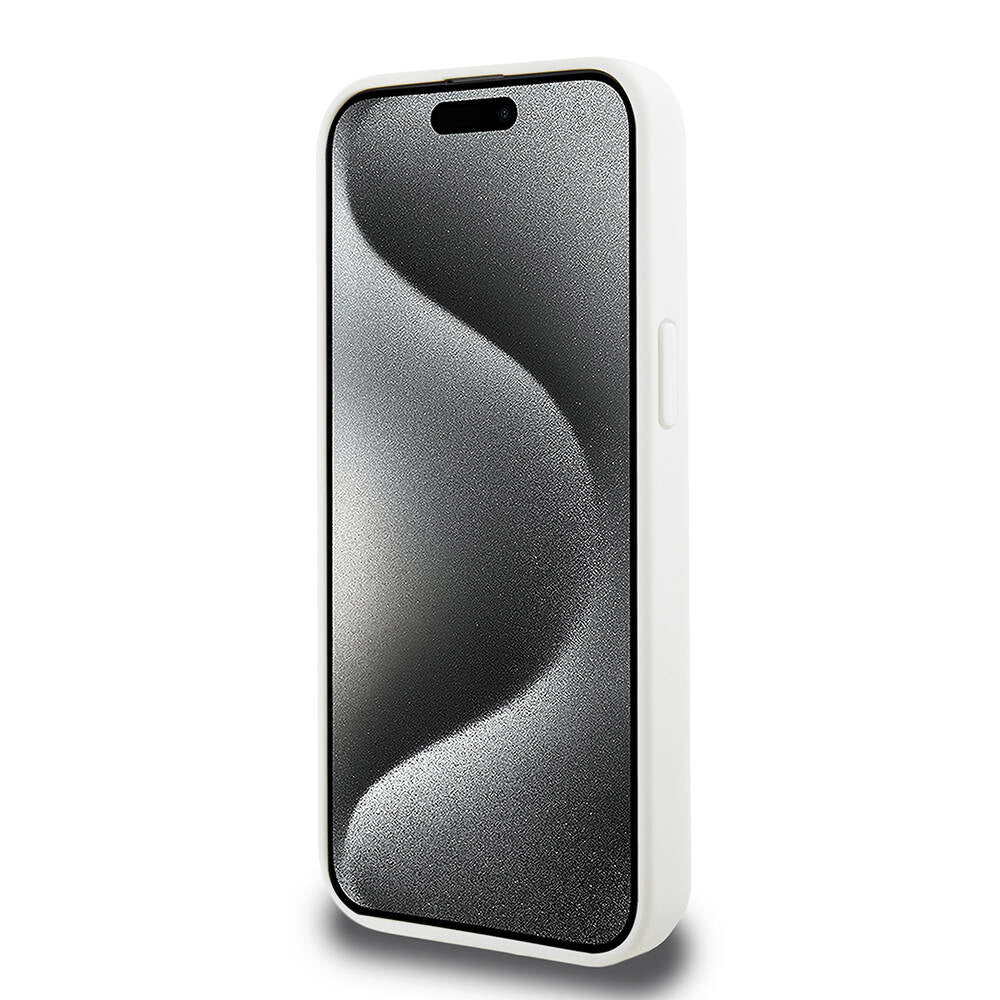 Apple iPhone 15 Pro Case Lacoste Original Licensed M-Safe Charging Function PU Leather Look Card Holder Mixed Monogram Pattern Cover Black
