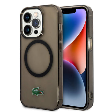 Apple iPhone 15 Pro Kılıf Lacoste Orjinal Lisanslı M-safe Şarj Özellikli Transparan Timsah Logo Baskılı Kapak Mavi Açık