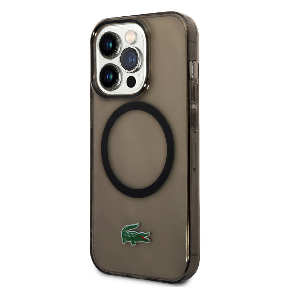Apple iPhone 15 Pro Kılıf Lacoste Orjinal Lisanslı M-safe Şarj Özellikli Transparan Timsah Logo Baskılı Kapak Yeşil