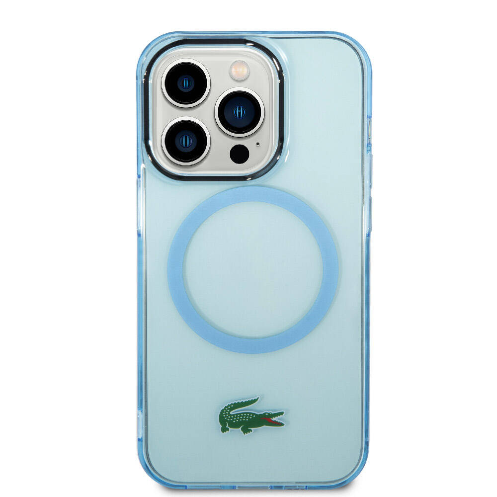 Apple iPhone 15 Pro Case Lacoste Original Licensed M-Safe Charging Transparent Crocodile Logo Printed Cover Green