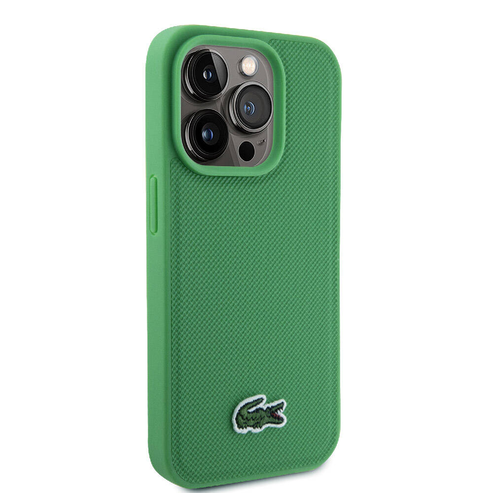 Apple iPhone 15 Pro Kılıf Lacoste Orjinal Lisanslı PU Pike Desenli Arka Yüzey İkonik Timsah Dokuma Logolu Kapak Kırmızı