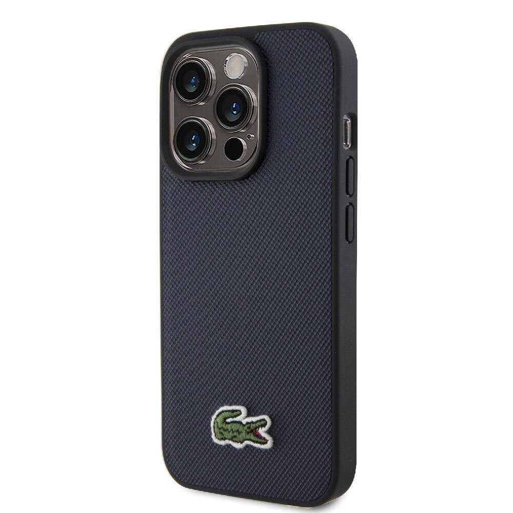 Apple iPhone 15 Pro Kılıf Lacoste Orjinal Lisanslı PU Pike Desenli Arka Yüzey İkonik Timsah Dokuma Logolu Kapak Kırmızı