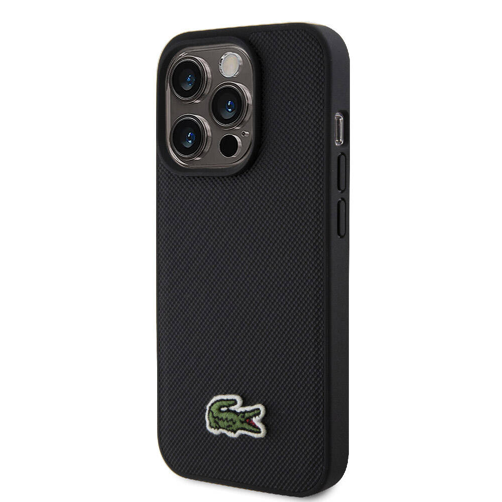 Apple iPhone 15 Pro Kılıf Lacoste Orjinal Lisanslı PU Pike Desenli Arka Yüzey İkonik Timsah Dokuma Logolu Kapak Kırmızı