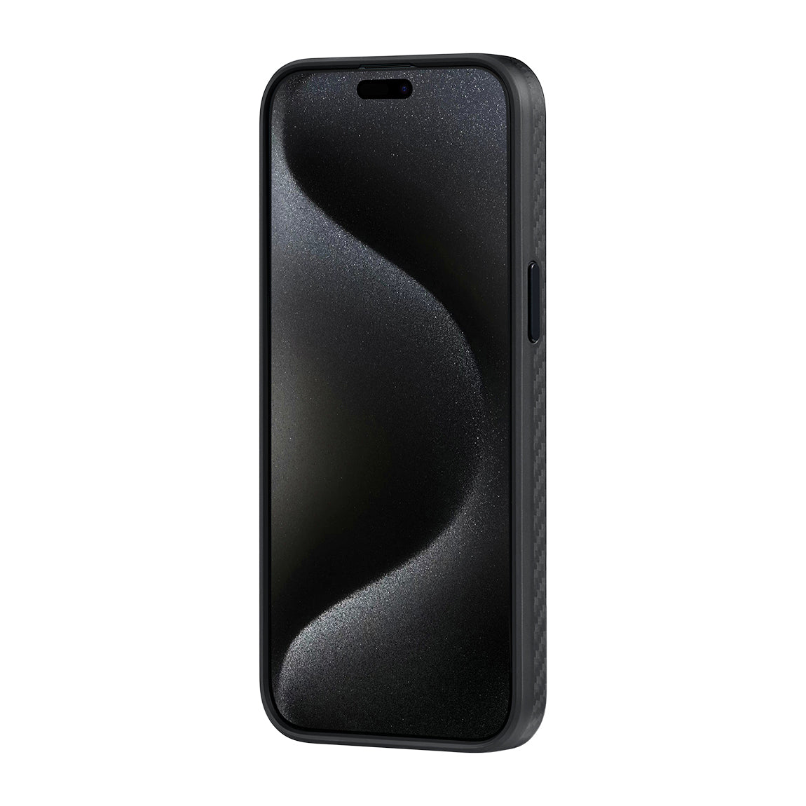 Apple iPhone 15 Pro Kılıf M-safe Şarj Özellikli 1500D Aramid Fiber Pitaka Military-Grade Classic Serisi Black-Grey Twill Kapak Siyah-Gri
