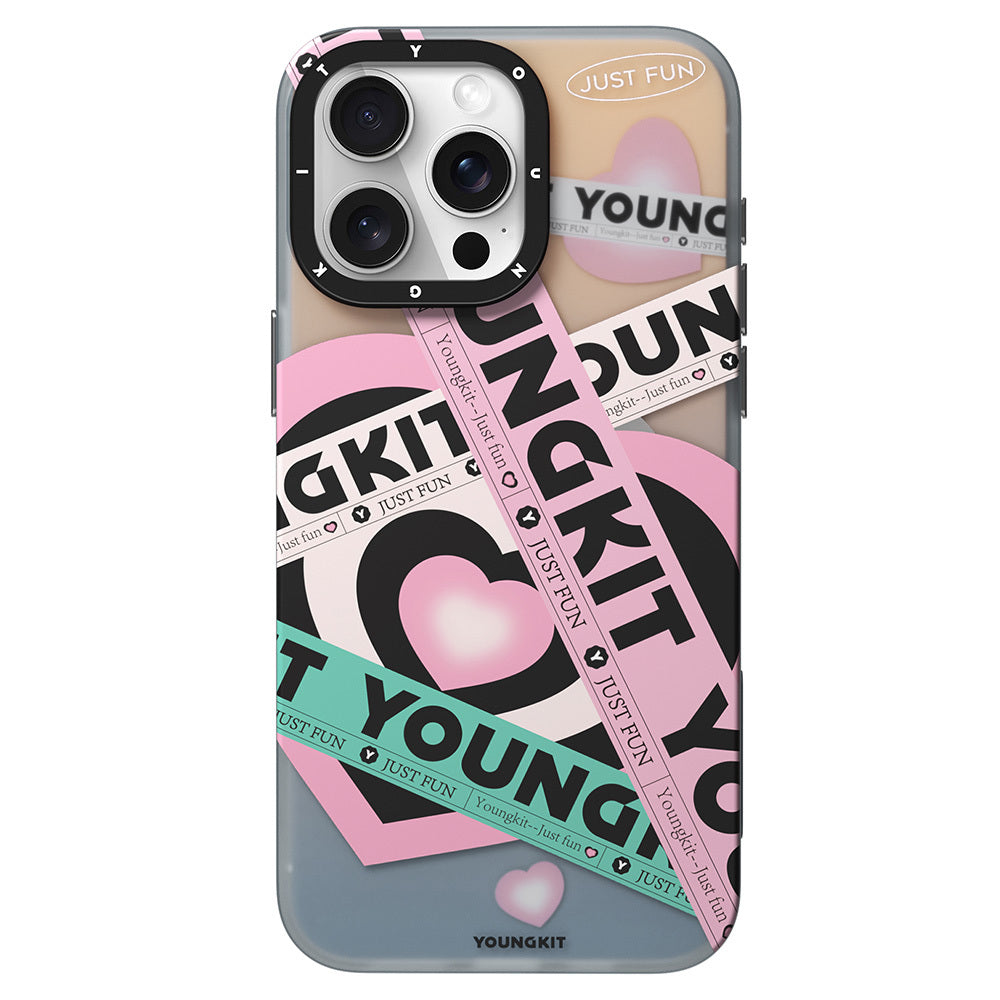Apple iPhone 15 Pro Kılıf M-safe Şarj Özellikli Airbagli Çift Katmanlı Youngkit Flipped Serisi Kapak Pembe