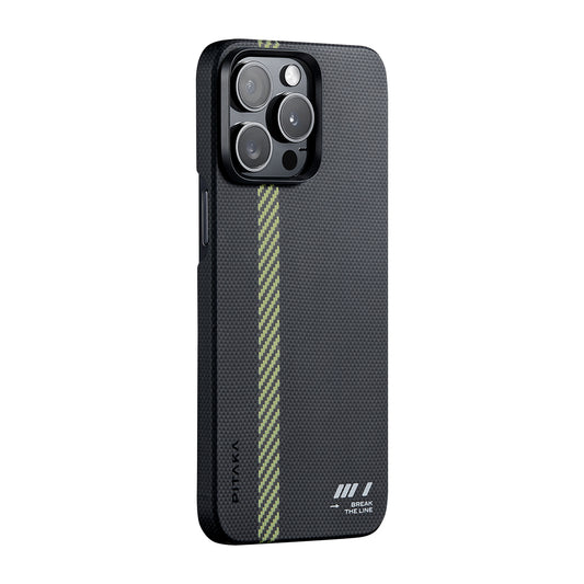 Apple iPhone 15 Pro Kılıf M-safe Şarj Özellikli Aramid Fiber Pitaka Tactile Woven Break The Line Kapak