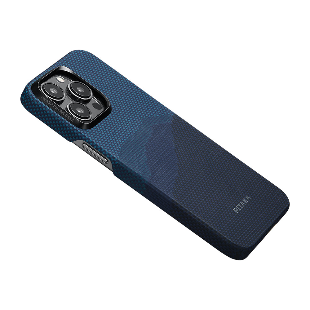 Apple iPhone 15 Pro Case M-safe Charging Feature Aramid Fiber Pitaka Tactile Woven Starpeak Series Over The Horizon Cover Blue