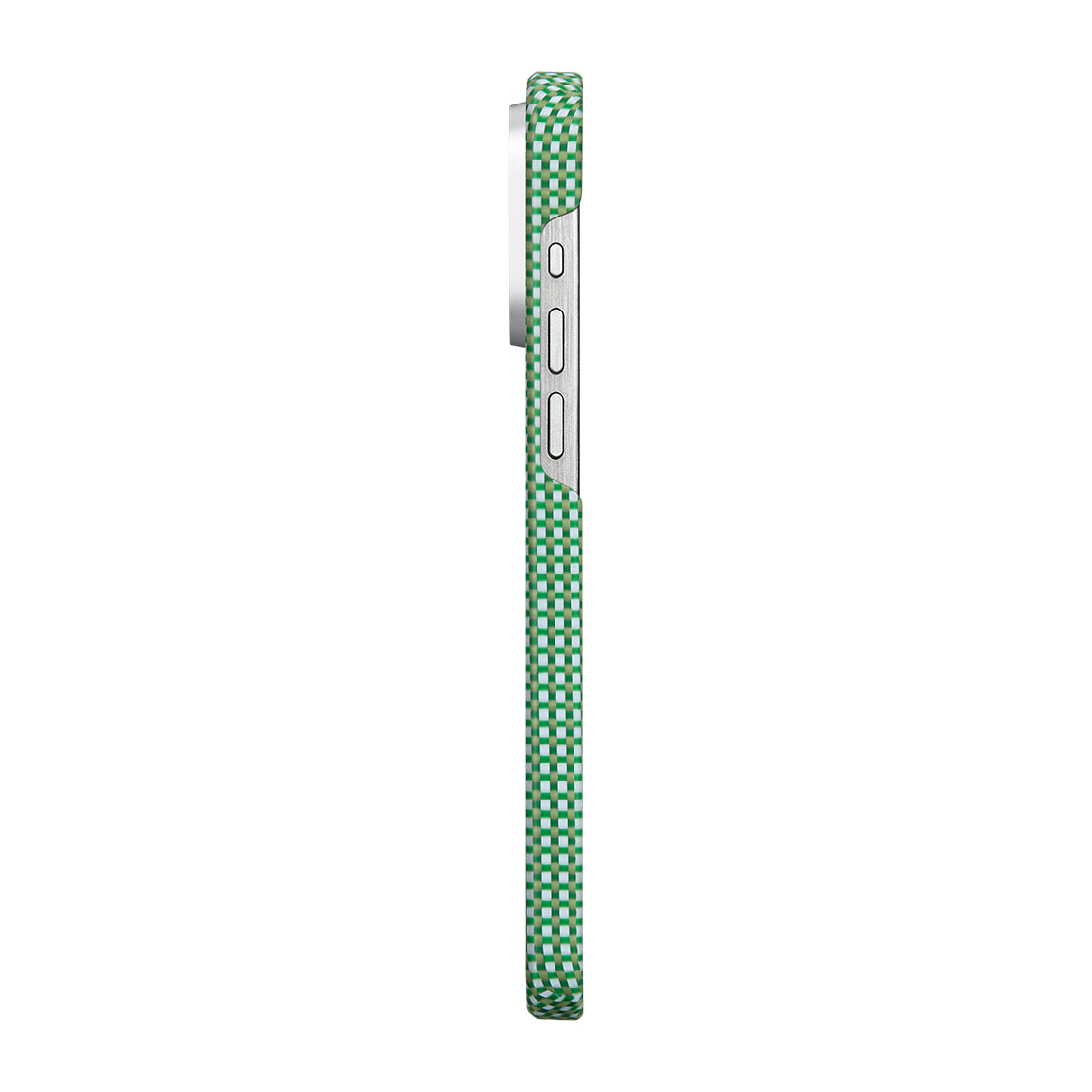 Apple iPhone 15 Pro Kılıf M-safe Şarj Özellikli Awa Tasarımlı 1500D Aramid Fiber Pitaka Ultra-Slim Classic Serisi Forest Kapak Yeşil