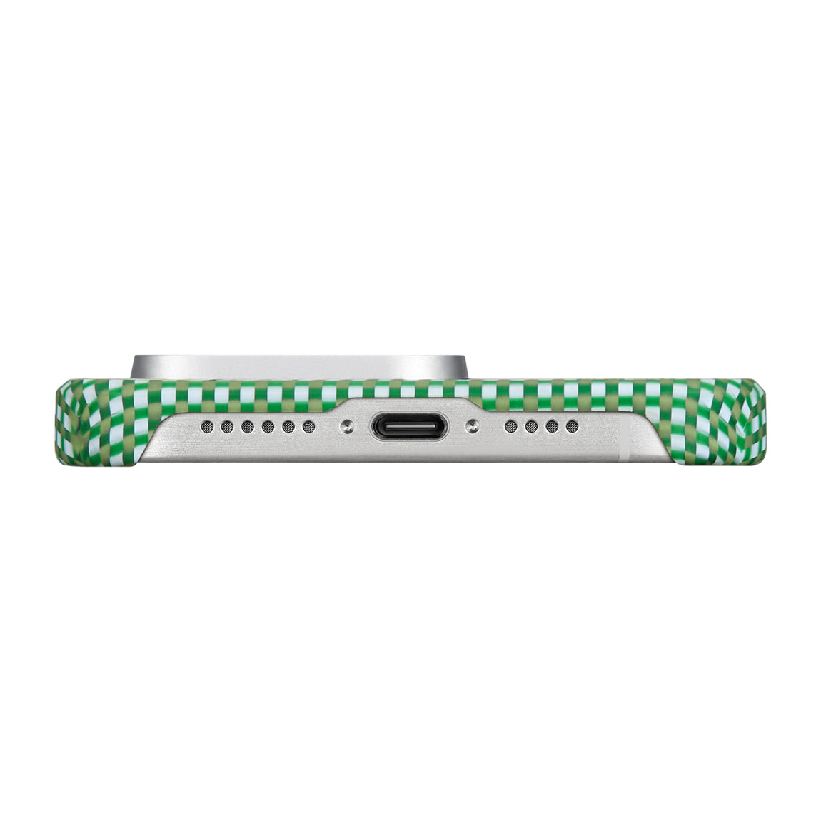Apple iPhone 15 Pro Kılıf M-safe Şarj Özellikli Awa Tasarımlı 1500D Aramid Fiber Pitaka Ultra-Slim Classic Serisi Forest Kapak Yeşil