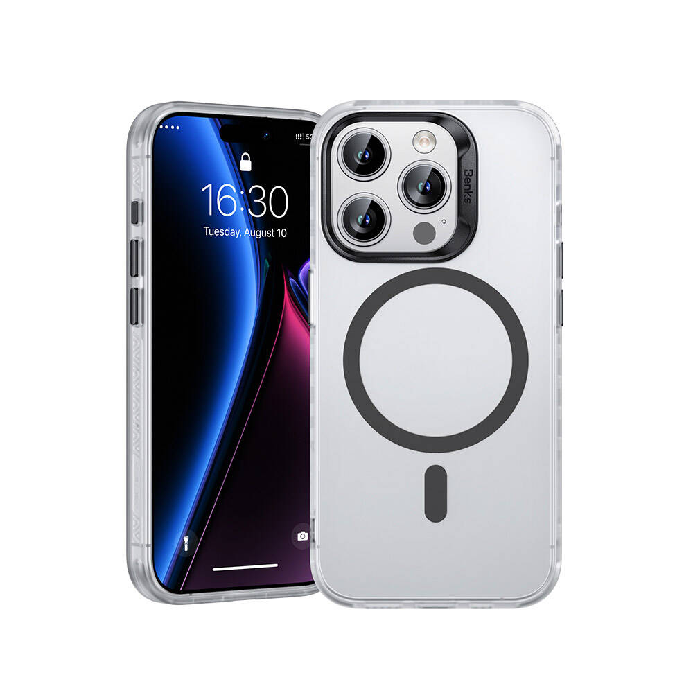 Apple iPhone 15 Pro Case M-Safe Charging Feature Benks Lucid Armor Cover White