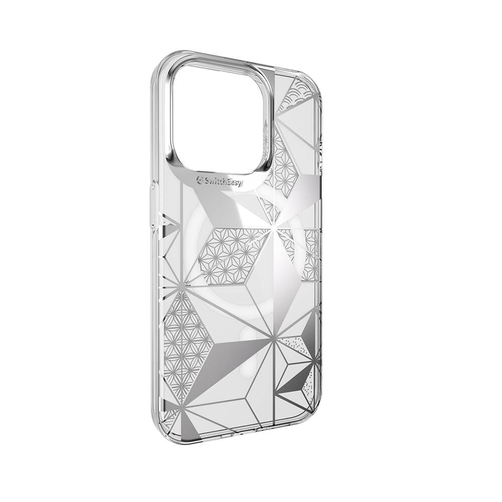 Apple iPhone 15 Pro Case M-safe Charging Feature Double IMD Printed Licensed Switcheasy Artist-M Asanoha Cover Gray