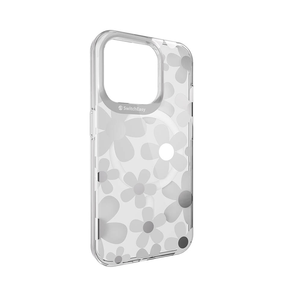 Apple iPhone 15 Pro Case M-safe Charging Feature Double IMD Printed Licensed Switcheasy Artist-M Fleur Cover Gray
