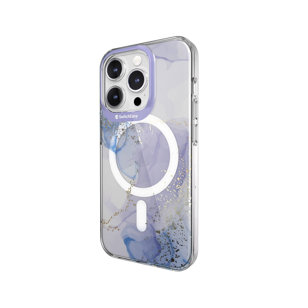Apple iPhone 15 Pro Kılıf M-safe Şarj Özellikli Çift IMD Baskılı Lisanslı Switcheasy Artist-M Veil Kapak Mor