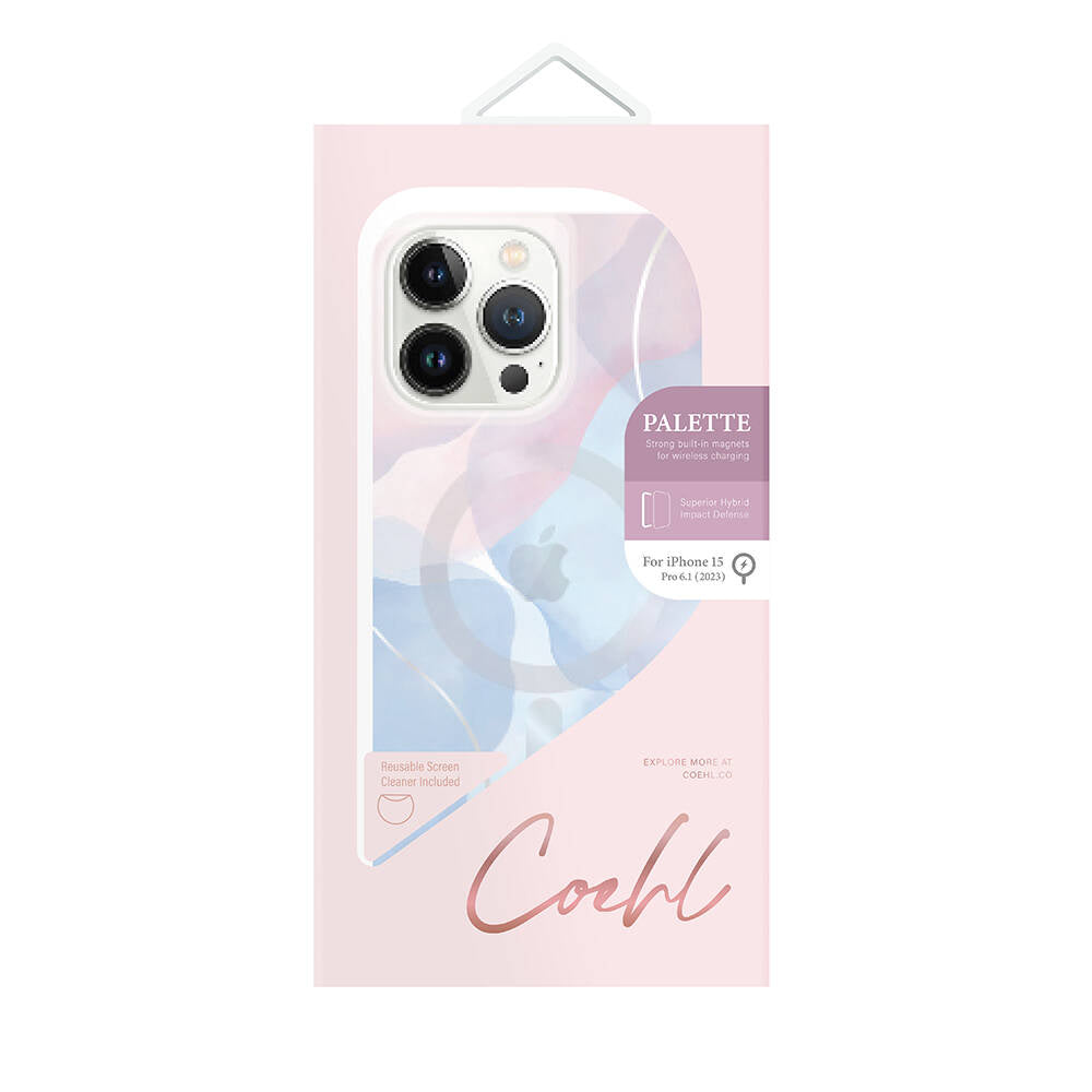 Apple iPhone 15 Pro Case with M-safe Charging Feature, Wavy Line Pattern, Coehl Palette Cover, Blue