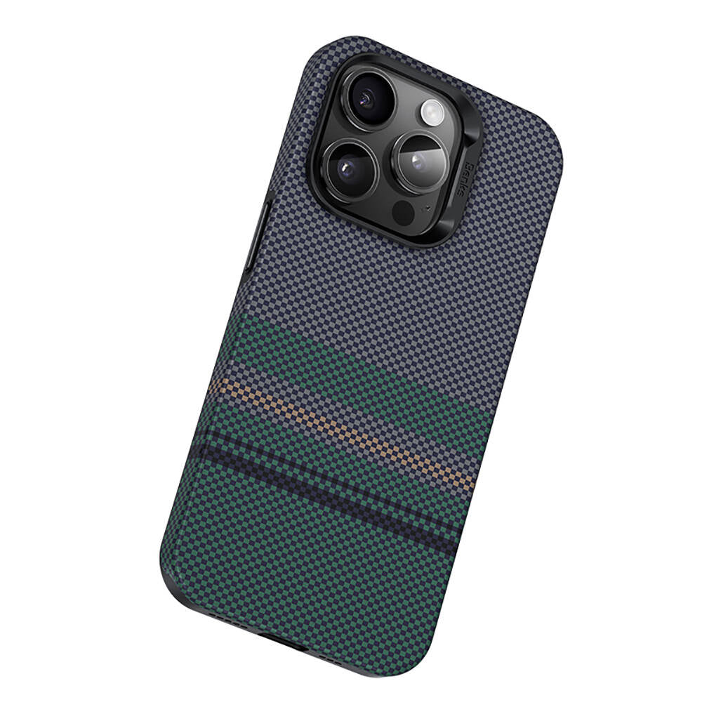 Apple iPhone 15 Pro Case M-safe Charging Feature Carbon Fiber Design Benks Aurora ArmorPro Kevlar Cover Black