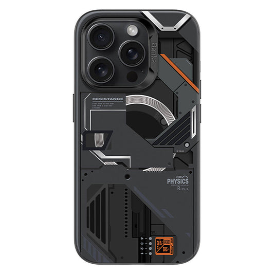 Apple iPhone 15 Pro Kılıf M-safe Şarj Özellikli Mekanik Tasarımlı Benks Perspective Serisi Kapak Siyah