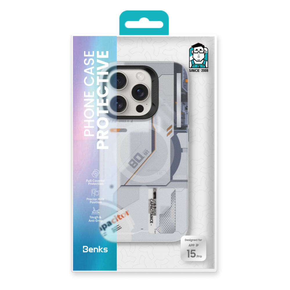 Apple iPhone 15 Pro Case M-safe Charging Feature Mechanical Design Benks Perspective Series Cover White