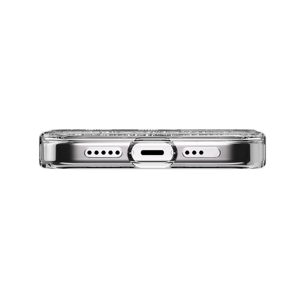 Apple iPhone 15 Pro Kılıf M-safe Şarj Özellikli Parlayan Simli Şeffaf Lisanslı Switcheasy Starfield-M Kapak Mavi
