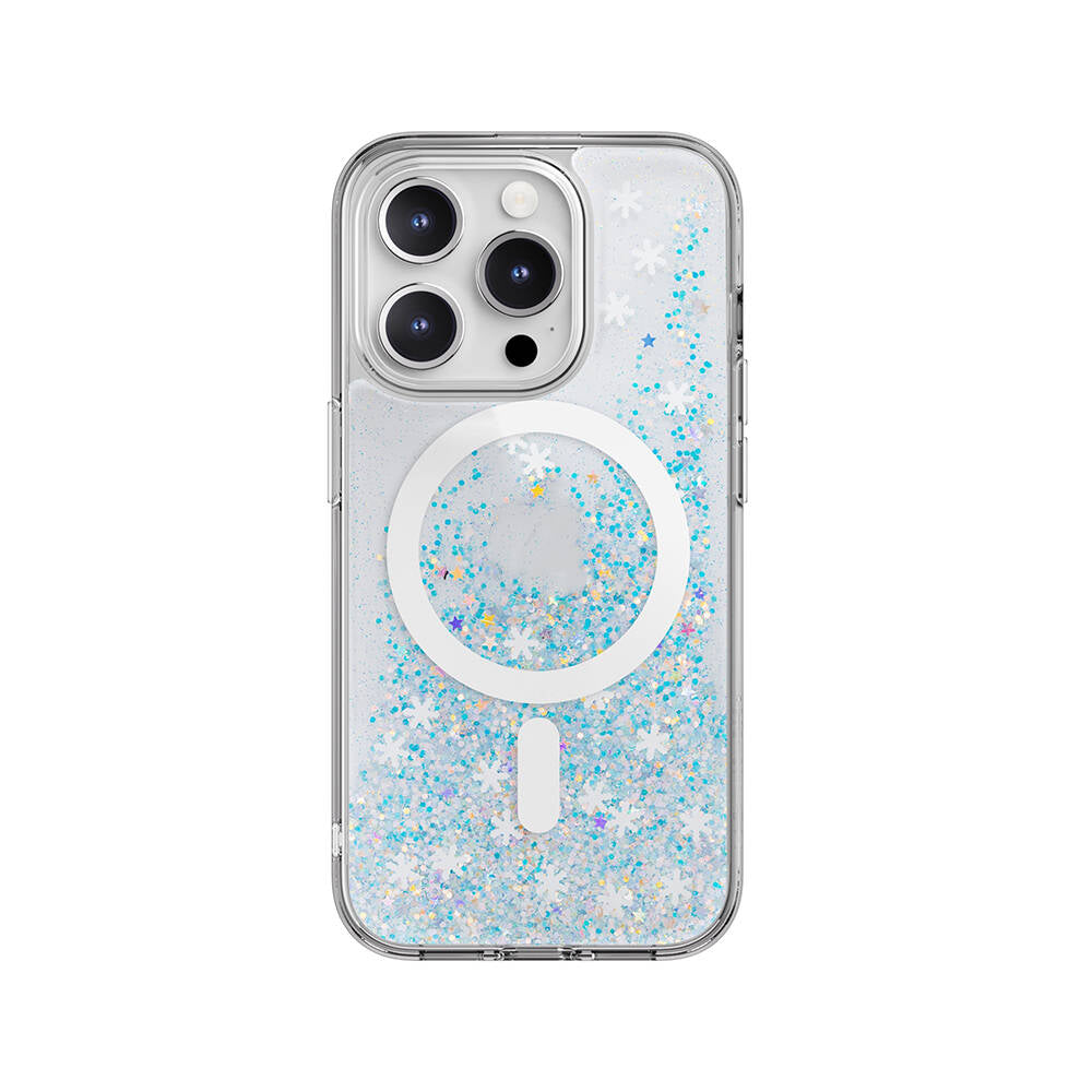 Apple iPhone 15 Pro Case M-safe Charging Feature Shining Glitter Transparent Licensed Switcheasy Starfield-M Cover Blue
