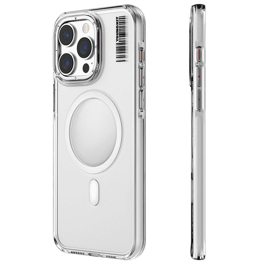 Apple iPhone 15 Pro Kılıf M-safe Şarj Özellikli Şeffaf Youngkit Crystal Shield Serisi Kapak Renksiz