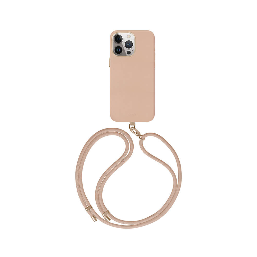 Apple iPhone 15 Pro Case M-safe Charging Feature Soft Back Surface Strap Rope Coehl Muse Cover Rose Gold