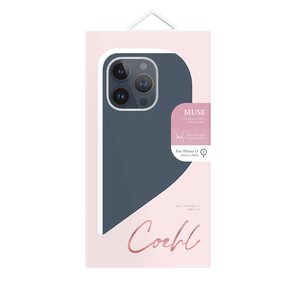 Apple iPhone 15 Pro Case M-safe Charging Feature Soft Back Surface Strap Rope Coehl Muse Cover Rose Gold