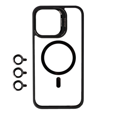 Apple iPhone 15 Pro Kılıf M-safe Şarj Özellikli Standlı Zore M-safe Klon Lensli Kapak