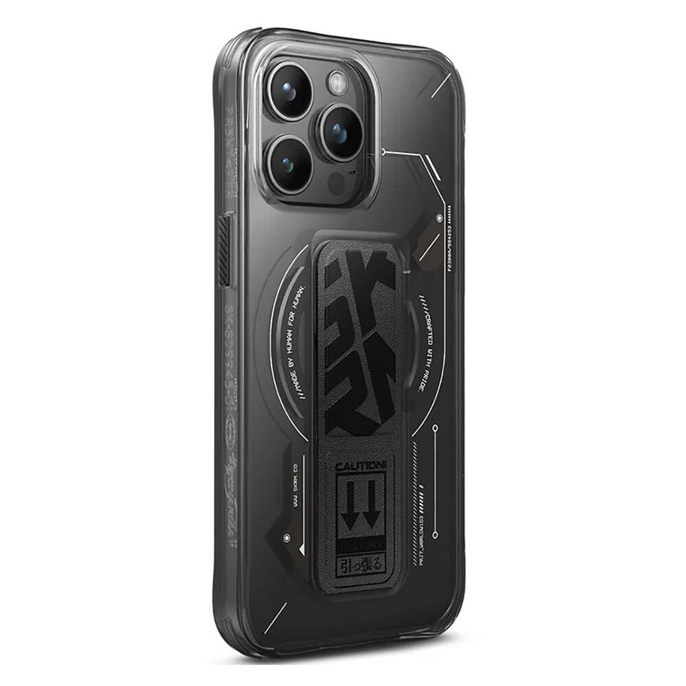 Apple iPhone 15 Pro Kılıf M-safe Şarj Özellikli Teknoloji Desenli Standlı Skinarma Helio Kapak